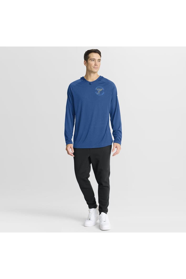 Men's Fanatics Heather Blue St. Louis Blues Authentic Pro Rink Raglan Hoodie, Alternate, color, Heather Blue