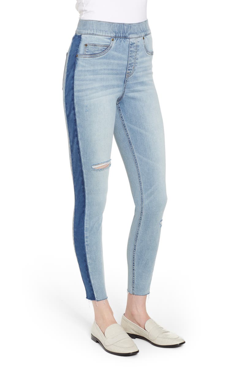 SPANX<sup>®</sup> Washed Side Stripe Denim Leggings, Alternate, color,