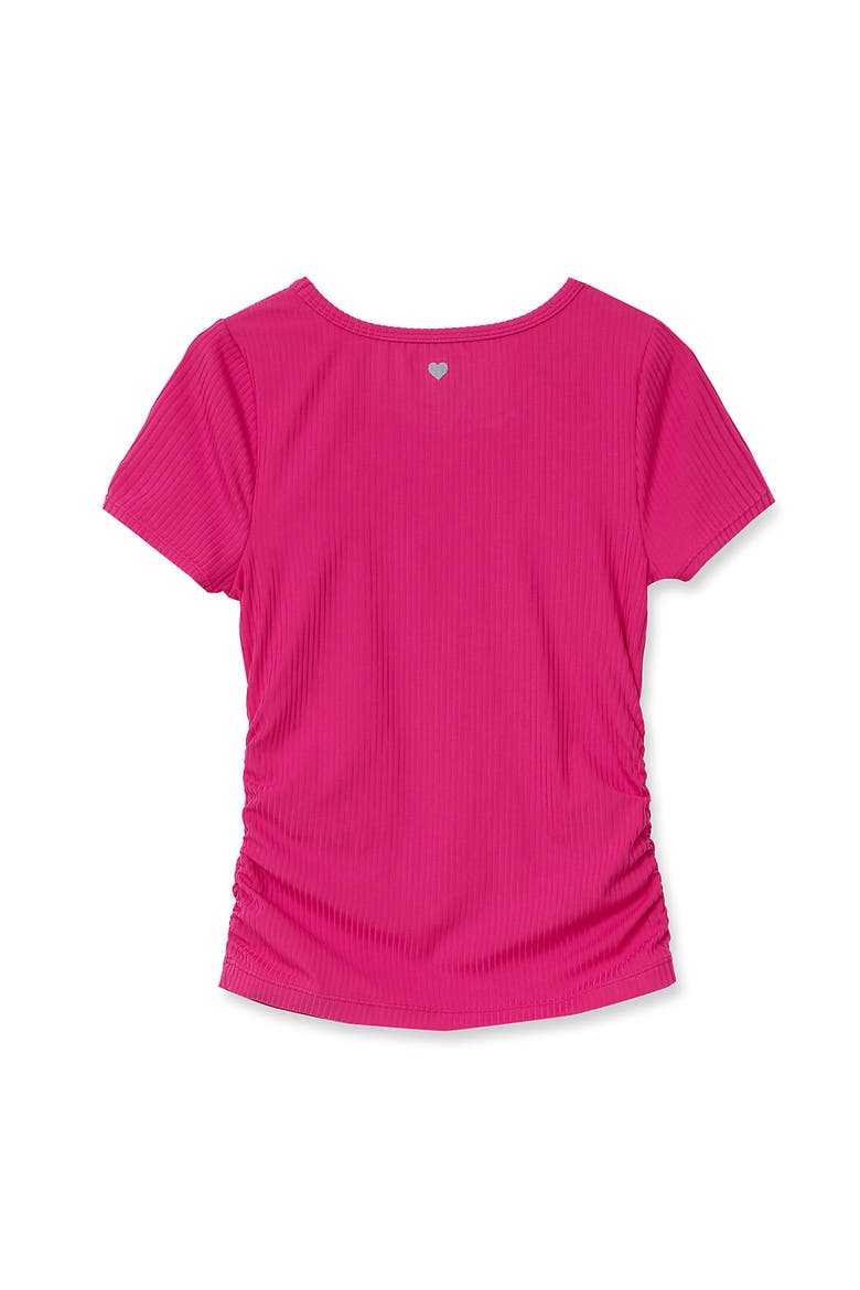 Girls Short Sleeve Active Ribbed Tee, Alternate, color, Rose Violet