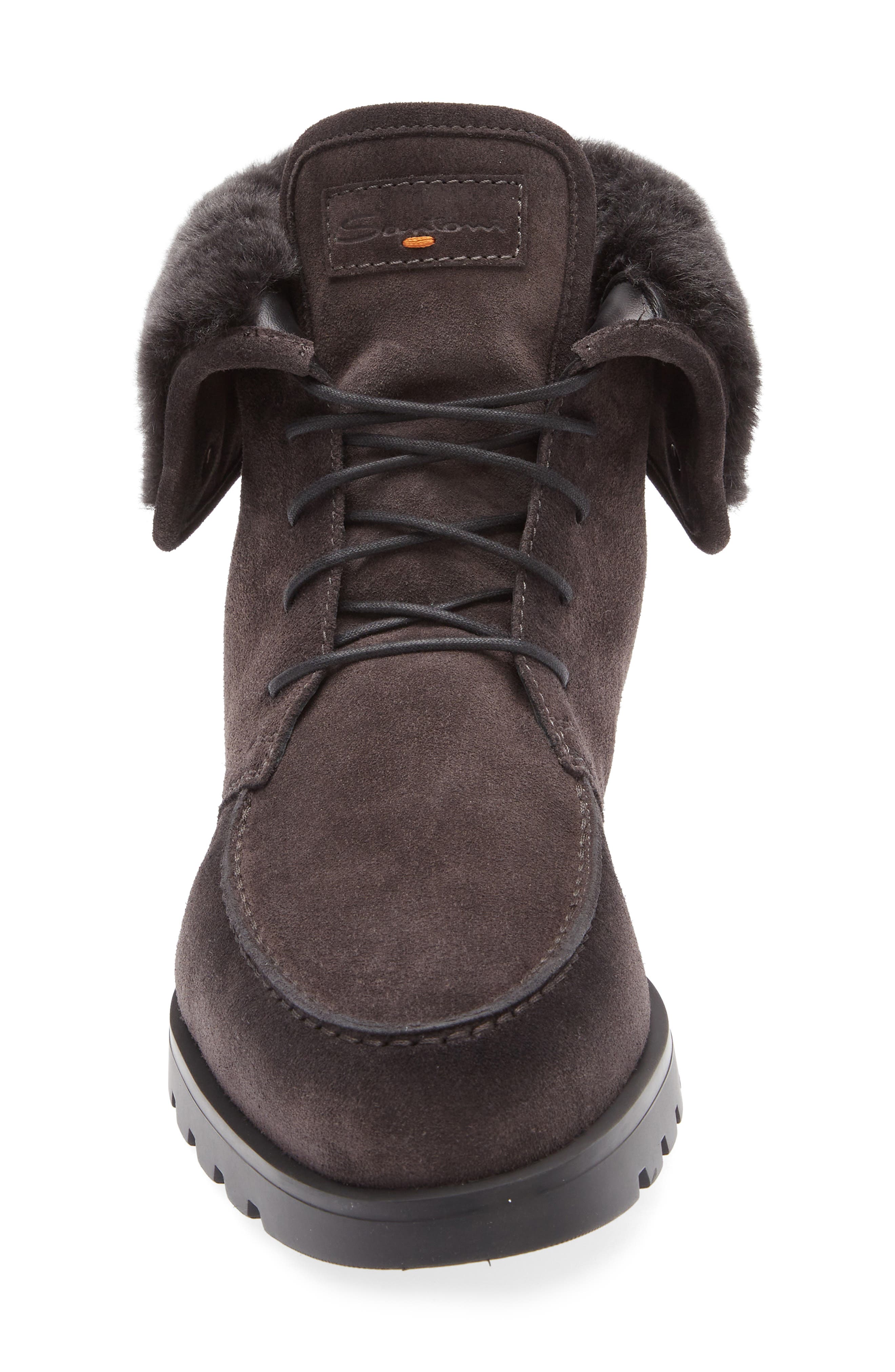 Santoni Genuine Shearling Lace-Up Boot, Alternate, color, Grey