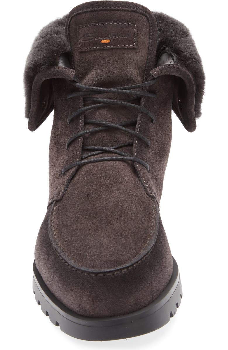 Santoni Genuine Shearling Lace-Up Boot, Alternate, color, Grey