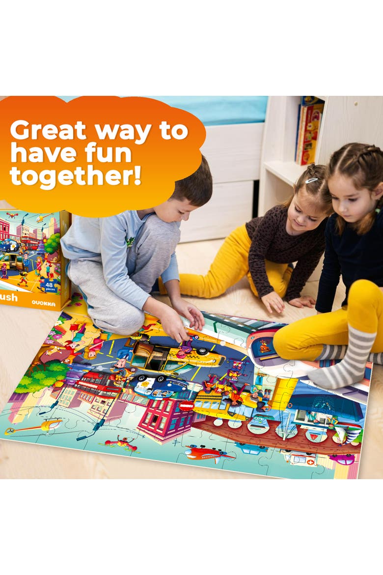 48-Piece Giant Floor Kids Jigsaw Puzzle - USA, World Map, City, and Vehicle Themes, Alternate, color, City Cars