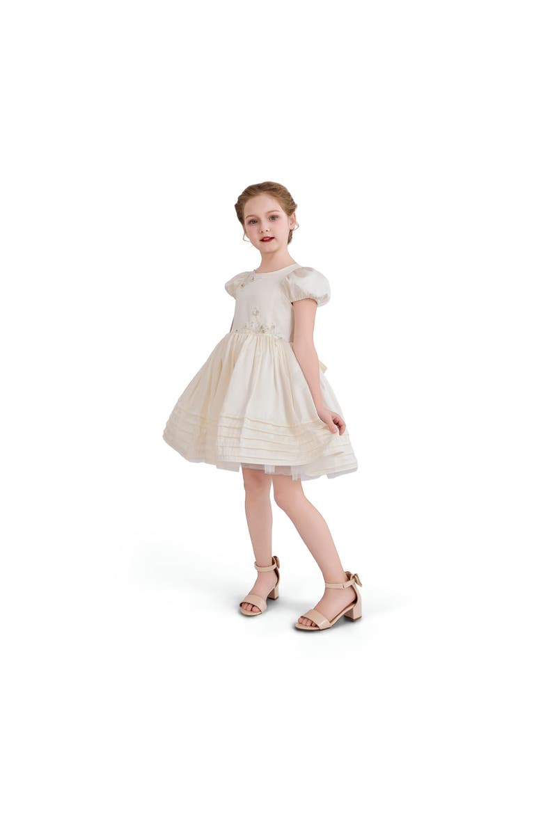 Embroidered Pleated Dress, Alternate, color, Ivory