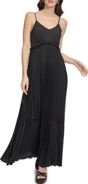 DKNY Sleeveless Pleated Maxi Dress