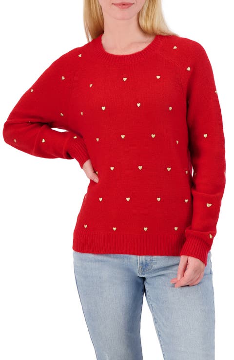 Heart Stud Crewneck Sweater