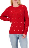 Lucky Brand Heart Stud Crewneck Sweater