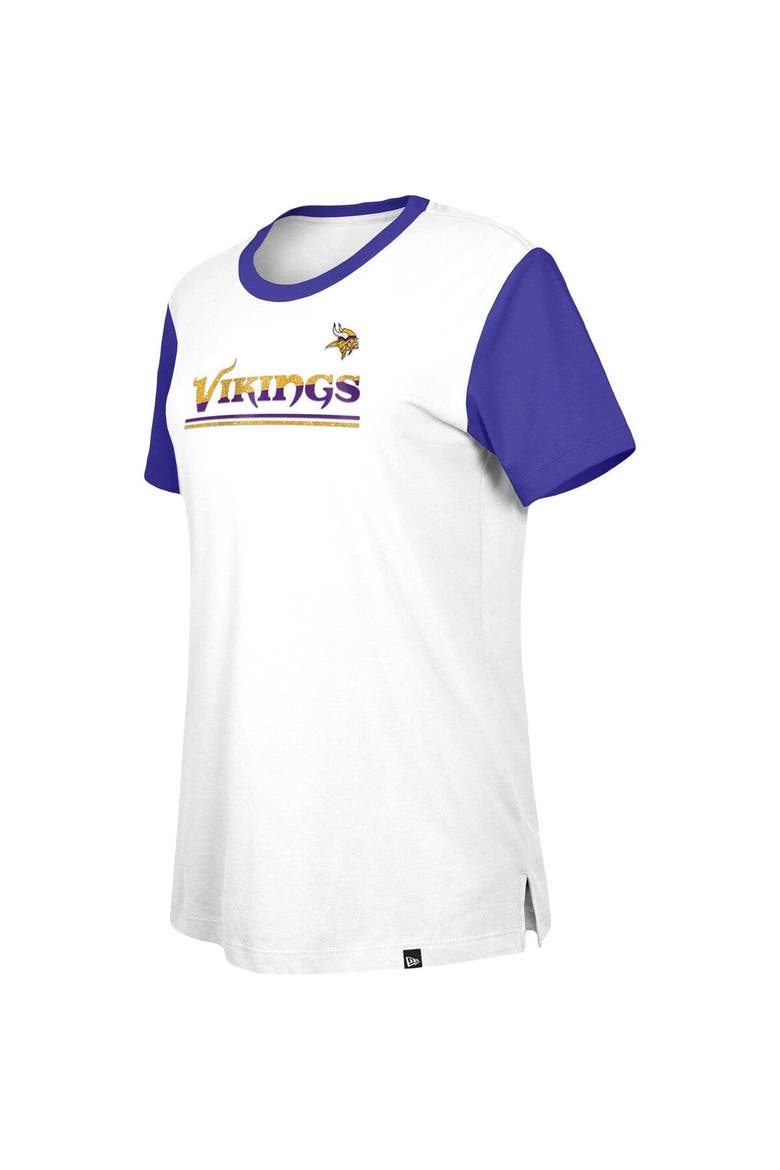 Women's New Era  White/Purple Minnesota Vikings Third Down Colorblock T-Shirt, Alternate, color, White