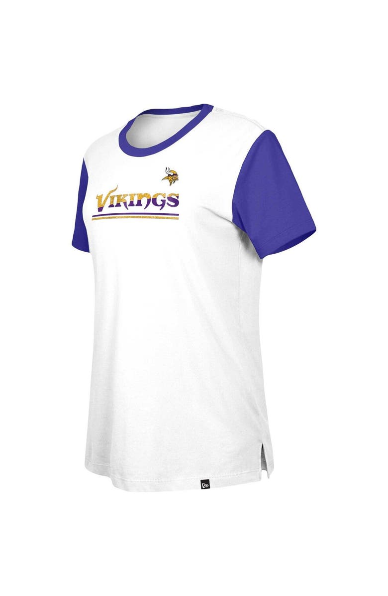 New Era Women's New Era White/Purple Minnesota Vikings Third Down Colorblock T-Shirt, Alternate, color, White