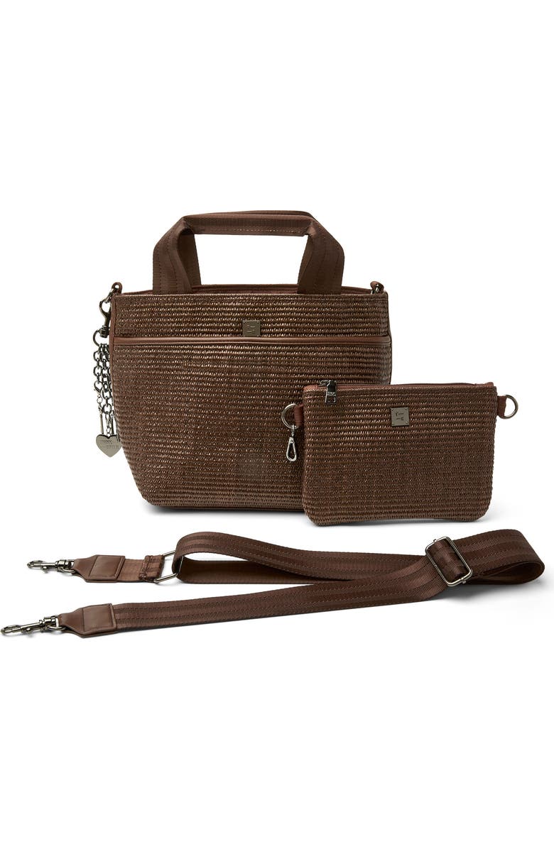 THINK ROYLN Escape Raffia Crossbody Bag, Alternate, color, Espresso Raffia W/ Trim