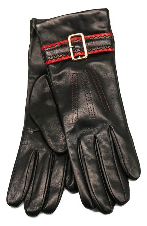 Buckle Leather Gloves