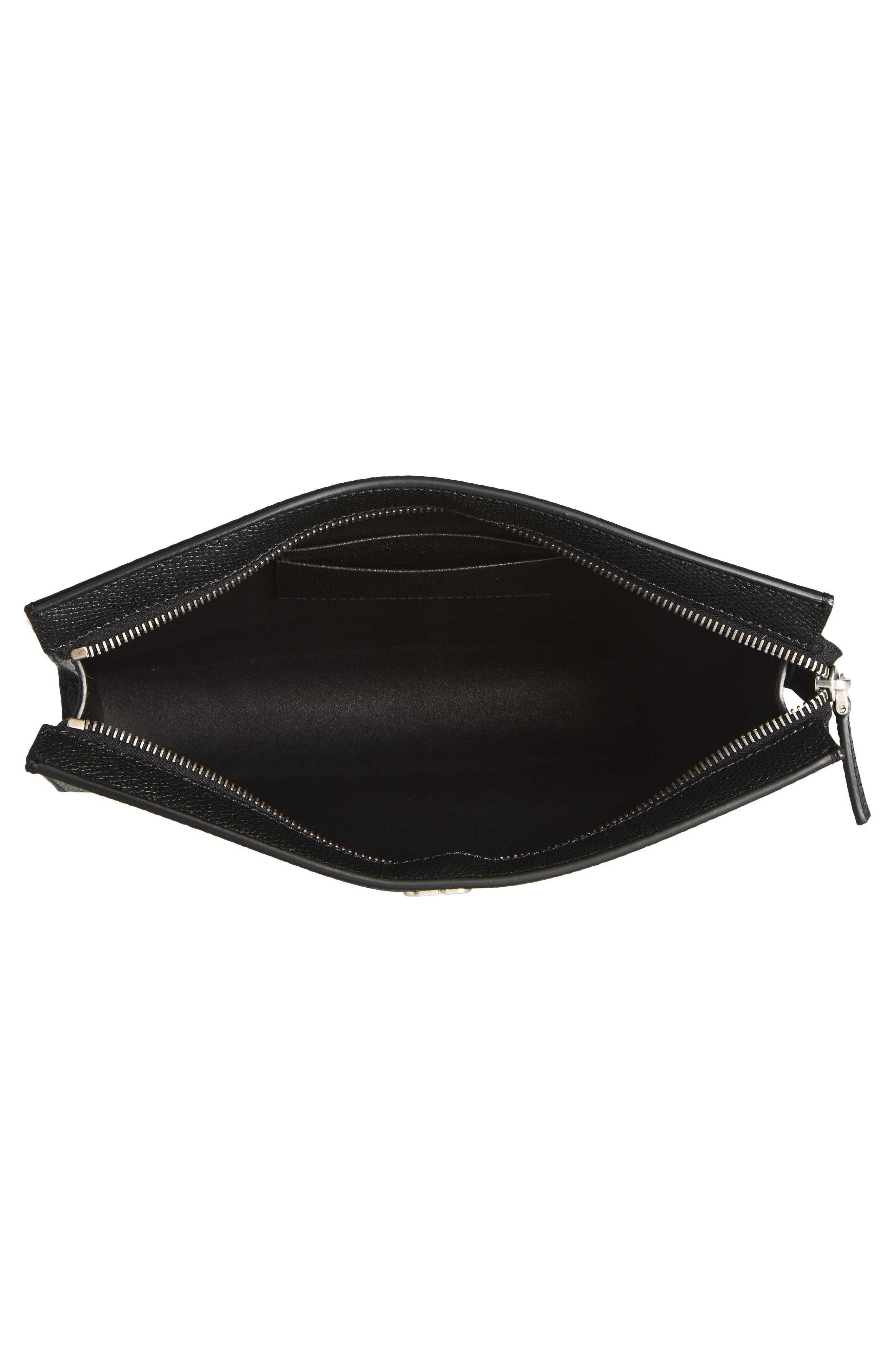 VLOGO Leather Zip Pouch, Alternate, color, BLACK