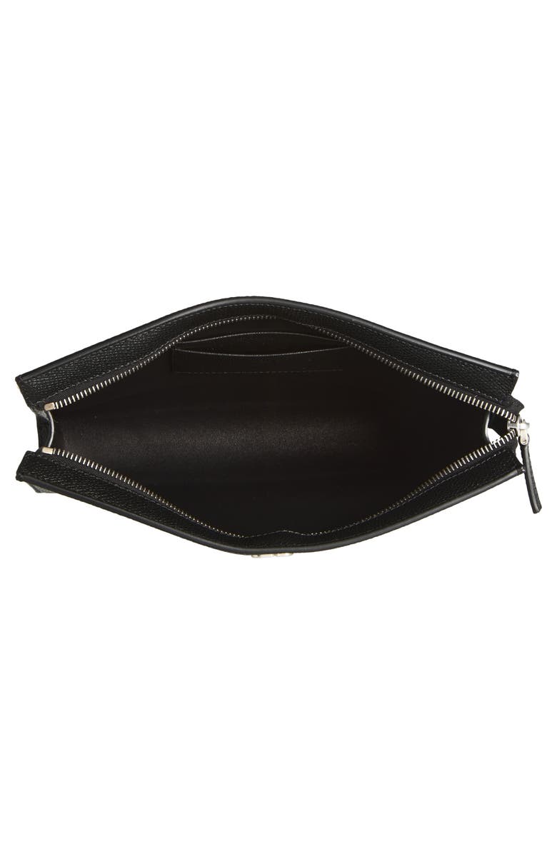 Valentino VLOGO Leather Zip Pouch, Alternate, color, Black