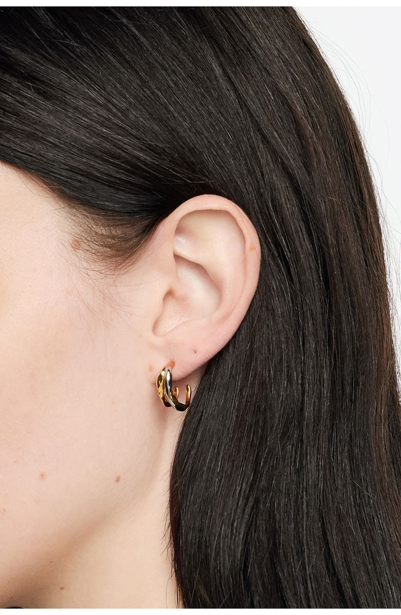 Bimba y Lola Two-Tone Textured Double Hoop Earrings, Alternate, color, Multigold