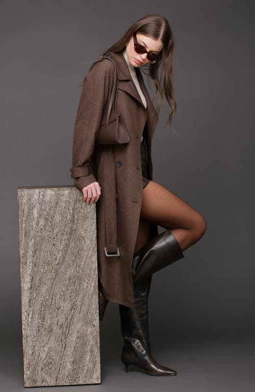 Avec Les Filles Slouchy Double Breasted Trench Coat In Brown