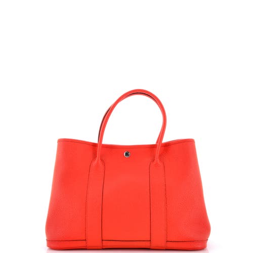 Pre-owned Hermes Hermes Garden Party Tote Leather With Printed Interior 36 In Orange