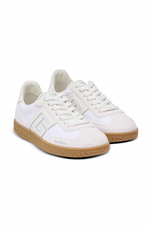 Leather And Canvas Balmain Swan Trainers
