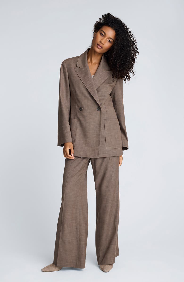 Kenneth Cole Double Breasted Contour Jacket, Alternate, color, Camilla Brown