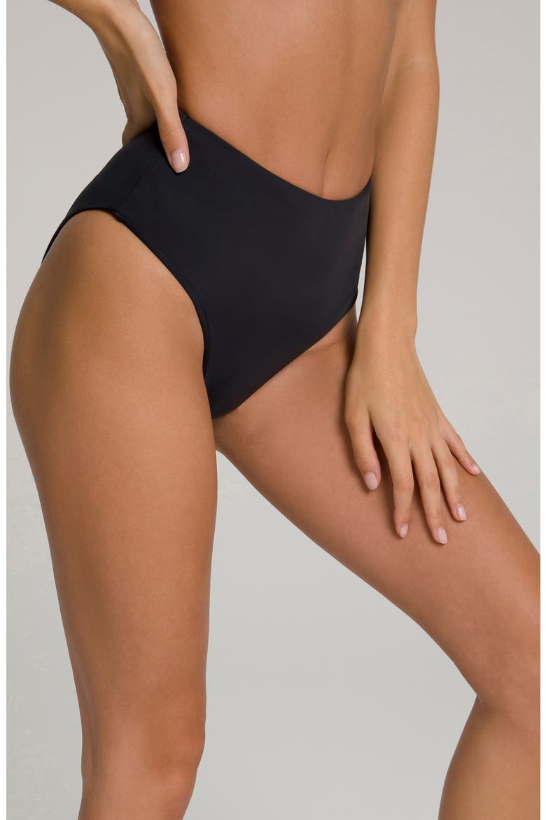 High Waist Reversible Swim Bottoms, Alternate, color, BLACK
