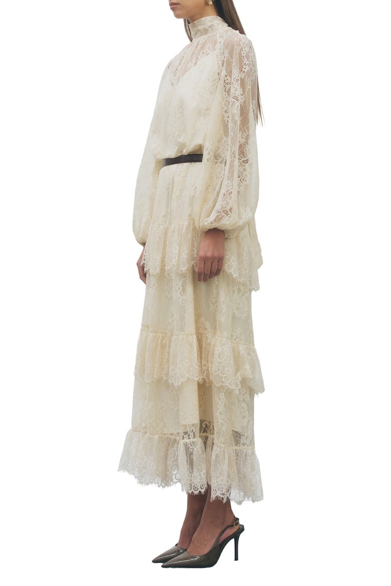 Olympia Mock Neck Lace Maxi Dress, Alternate, color, IVORY
