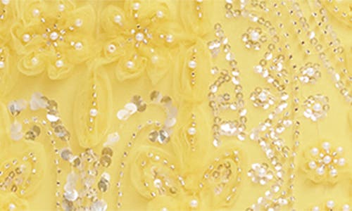 Shop Dress The Population Tyra Beaded Chiffon Mermaid Gown In Canary