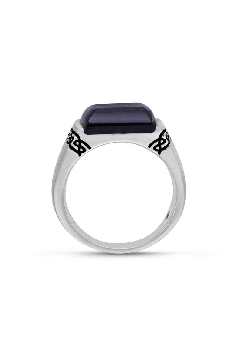 LuvMyJewelry Blue Pietersite Celtic Sterling Silver Men Signet Ring, Alternate, color, Silver