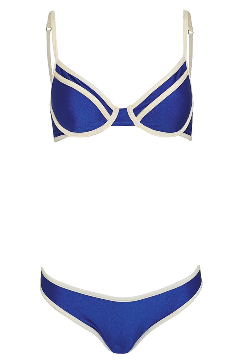 Cobalt Blue Daintily Reversible Underwire Bikini Top, Alternate, color, BLUE