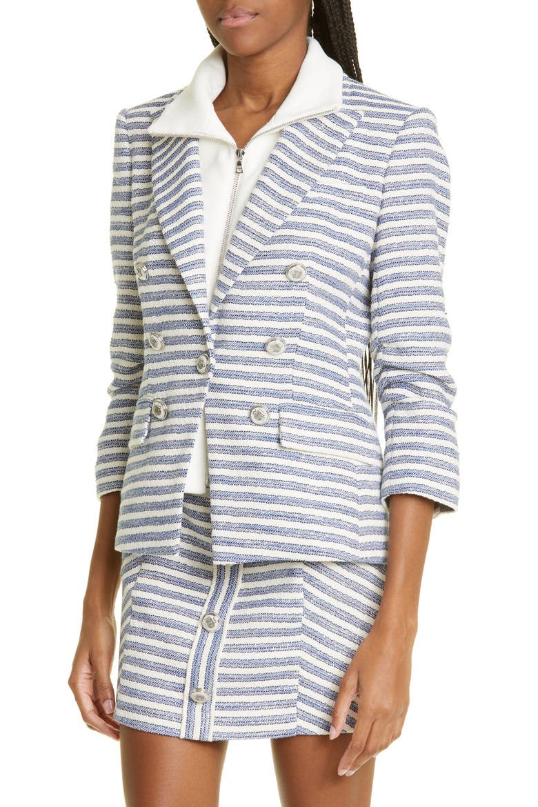 Ryland Stripe Cotton Blend Dickey Jacket, Alternate, color, BLUE MULTI