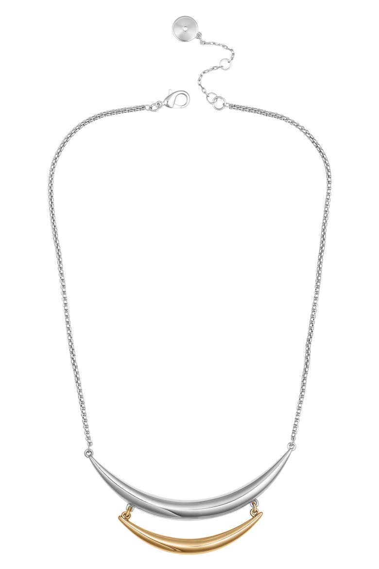 Two-Tone Crescent Bar Pendant Necklace, Alternate, color, TWO-TONE