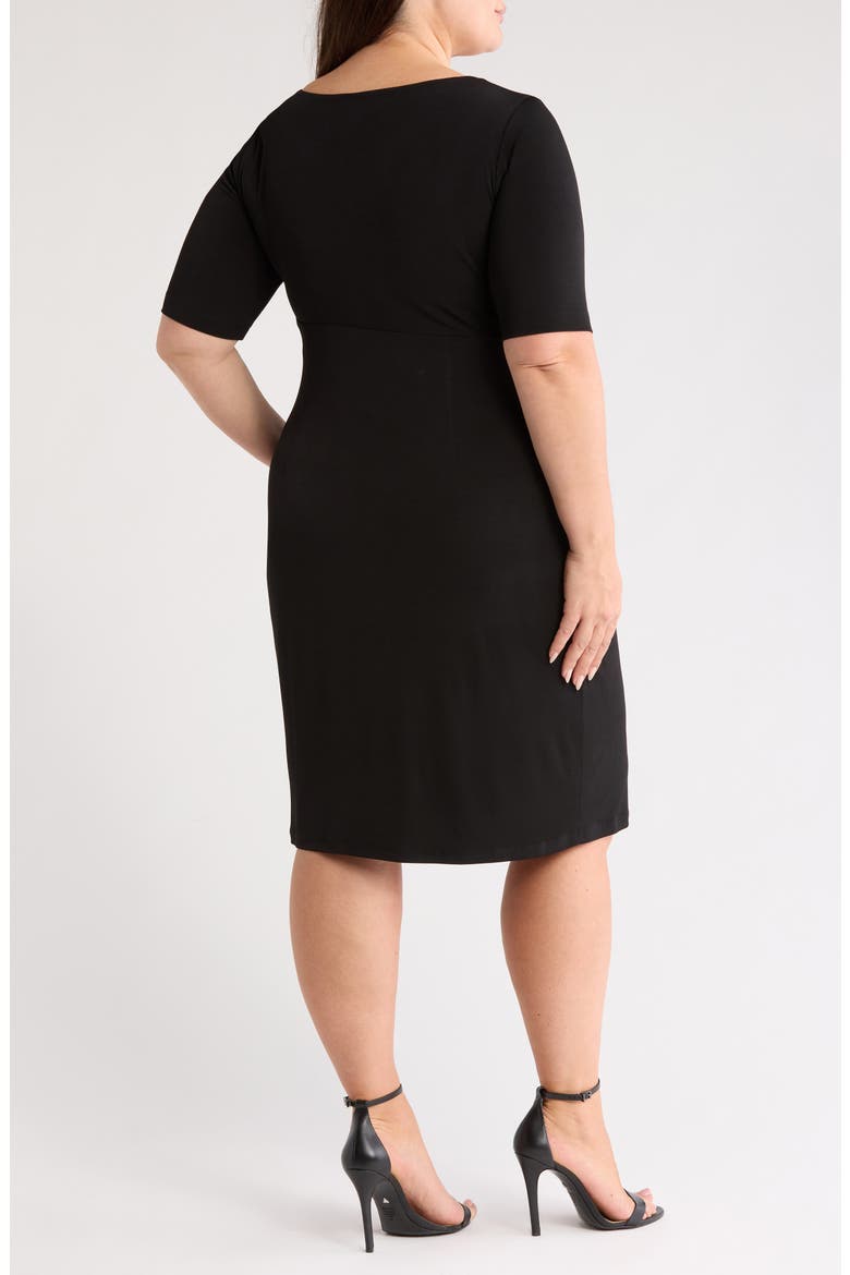 Faux Wrap Dress, Alternate, color, BLACK