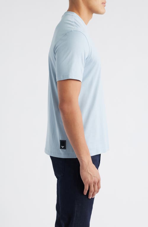 Emporio Armani Logo Embroidered Cotton T-shirt In Blue
