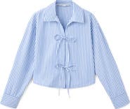 MANGO TEEN Striped Tie Front Shirt