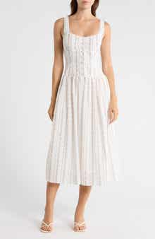 Lush Floral Button Detail Fit & Flare Midi Sundress