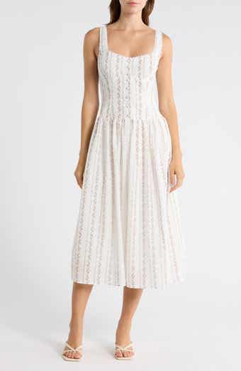 Lush Floral Button Detail Fit & Flare Midi Sundress