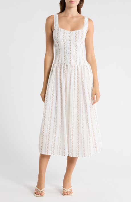 Lush Floral Button Detail Fit & Flare Midi Sundress