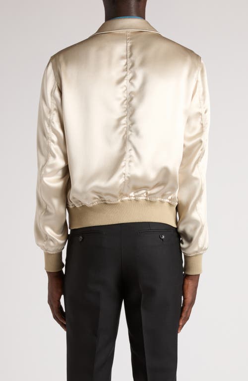 Tom Ford Silk Reversible Bomber Jacket In Champagne