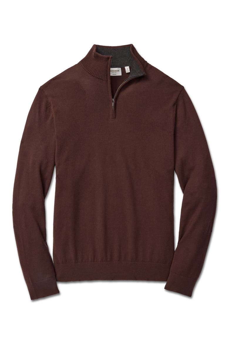 Merino Wool Quarter Zip Sweater, Main, color, LIGHT BROWN