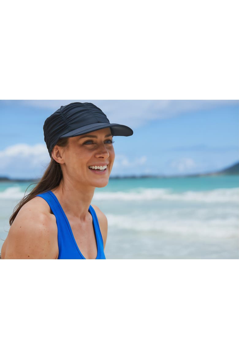Ruched Sun Cap, Alternate, color, Black