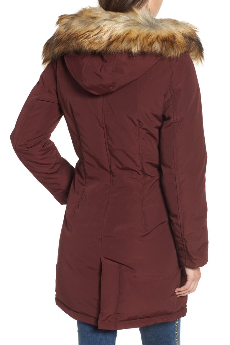 Faux Fur Trim Down Parka, Alternate, color, OLD BURGUNDY