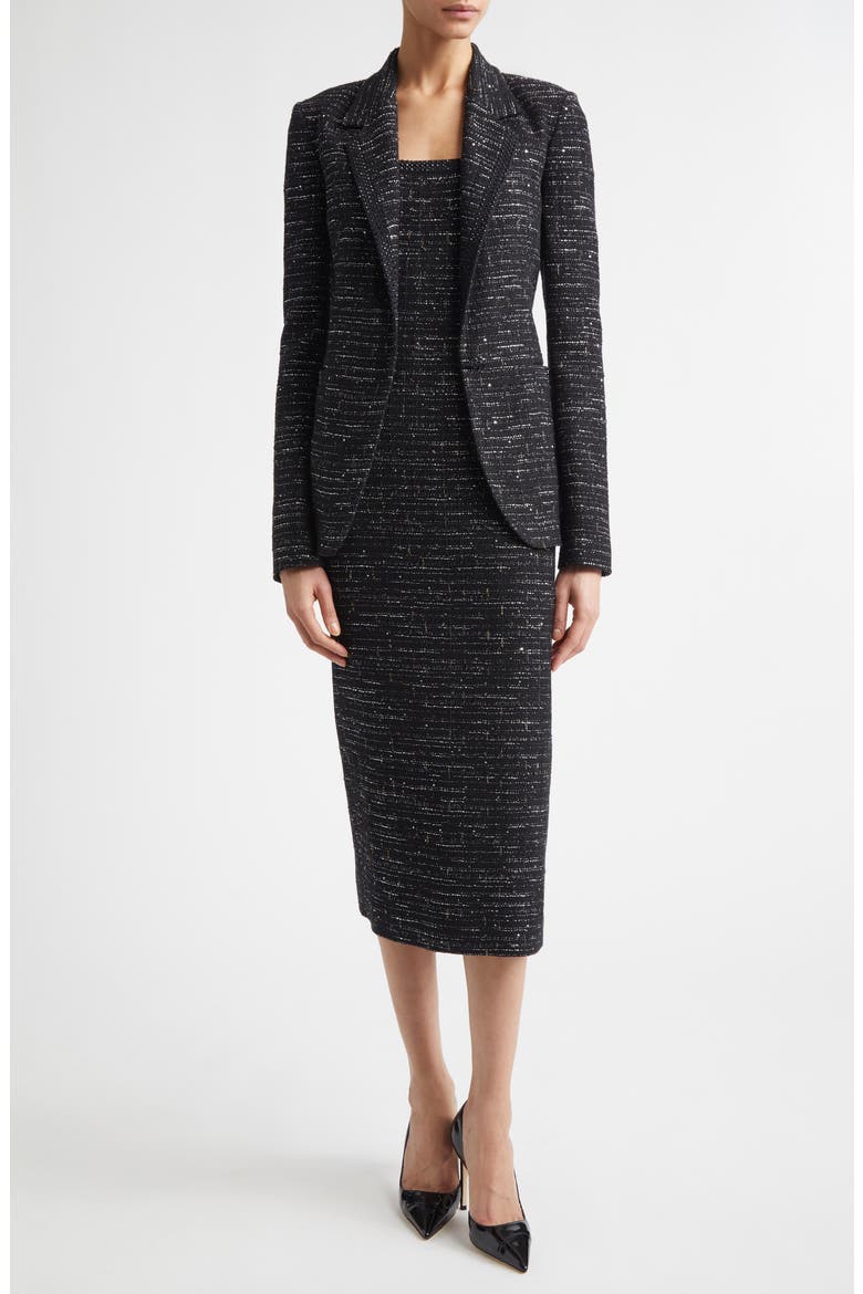 Cannes Stud Trim Tweed Jacket, Alternate, color, BLACK METALLIC MULTI