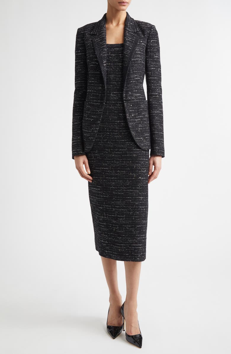 ST. JOHN Cannes Tweed Sleeveless Midi Dress, Alternate, color, Black Metallic Multi