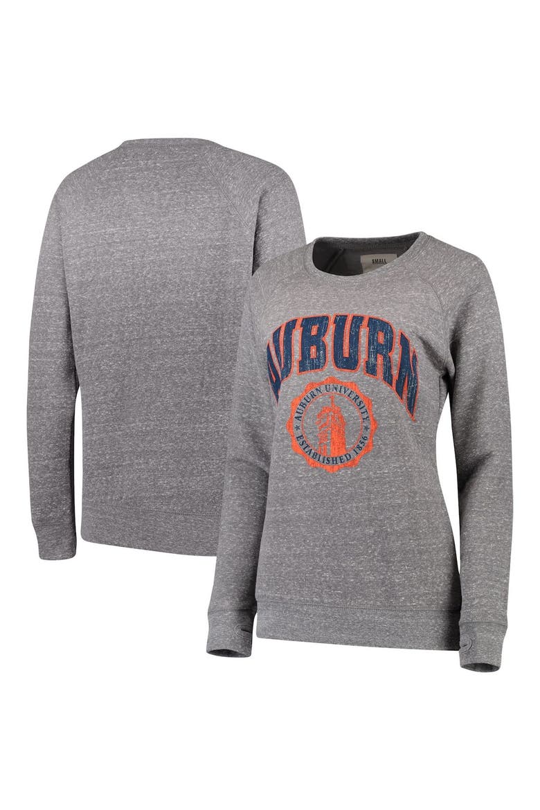 Women's Pressbox Heathered Gray Auburn Tigers Edith Vintage Knobi Pullover Sweatshirt, Alternate, color, Heather Gray