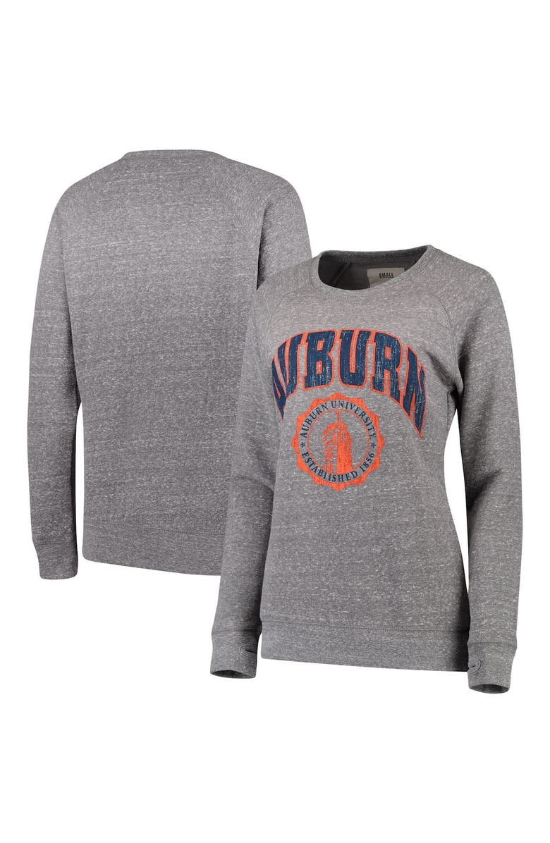 PRESSBOX Women's Pressbox Heathered Gray Auburn Tigers Edith Vintage Knobi Pullover Sweatshirt, Alternate, color, 