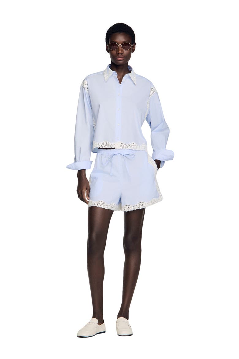 Lace detail shirt, Alternate, color, Sky blue