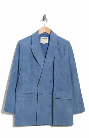 L'AGENCE Aimee Relaxed Fit Double Breasted Suede Blazer