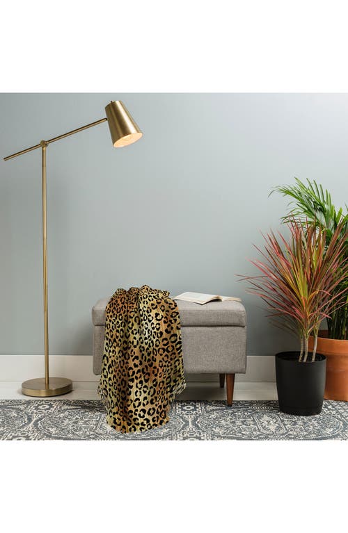 Deny Designs Leopard Print Fringe Trim Throw Blanket In Brown