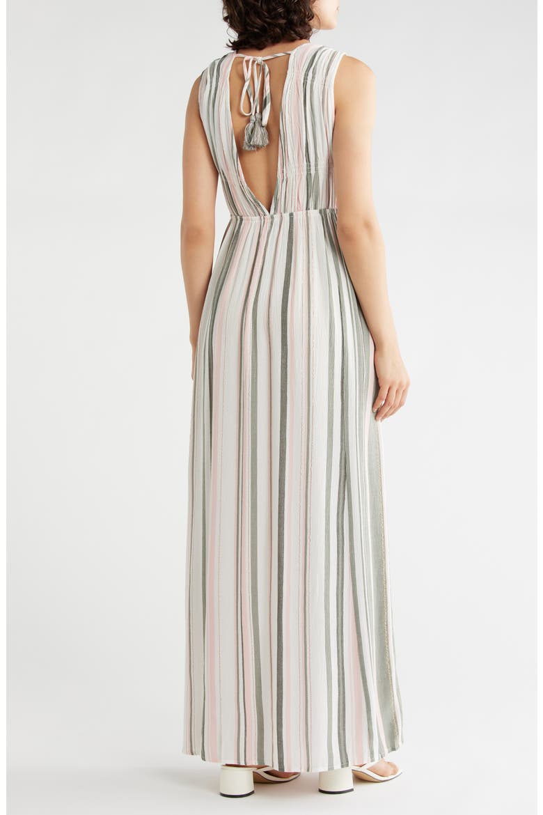 Sleeveless Stripe Maxi Dress, Alternate, color, OFF WHITE/ OLIVE