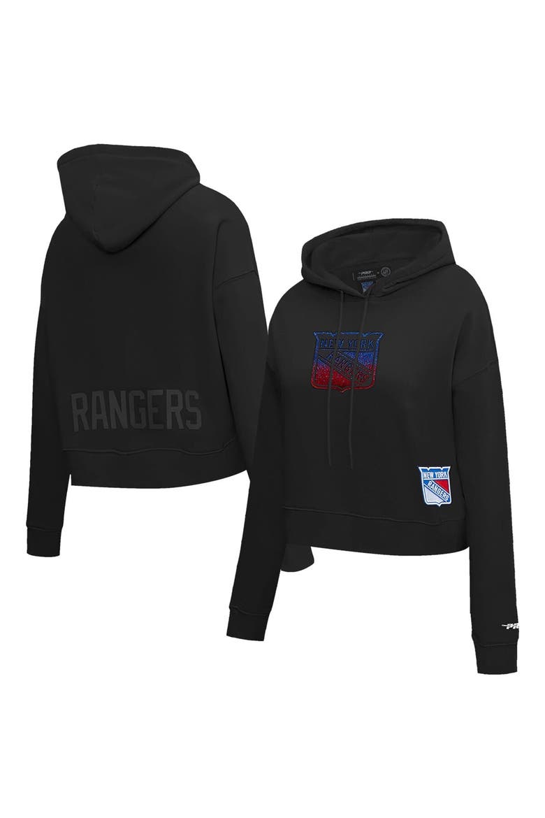 Women's Pro Standard  Black New York Rangers Jewels Cropped Pullover Hoodie, Main, color, Black