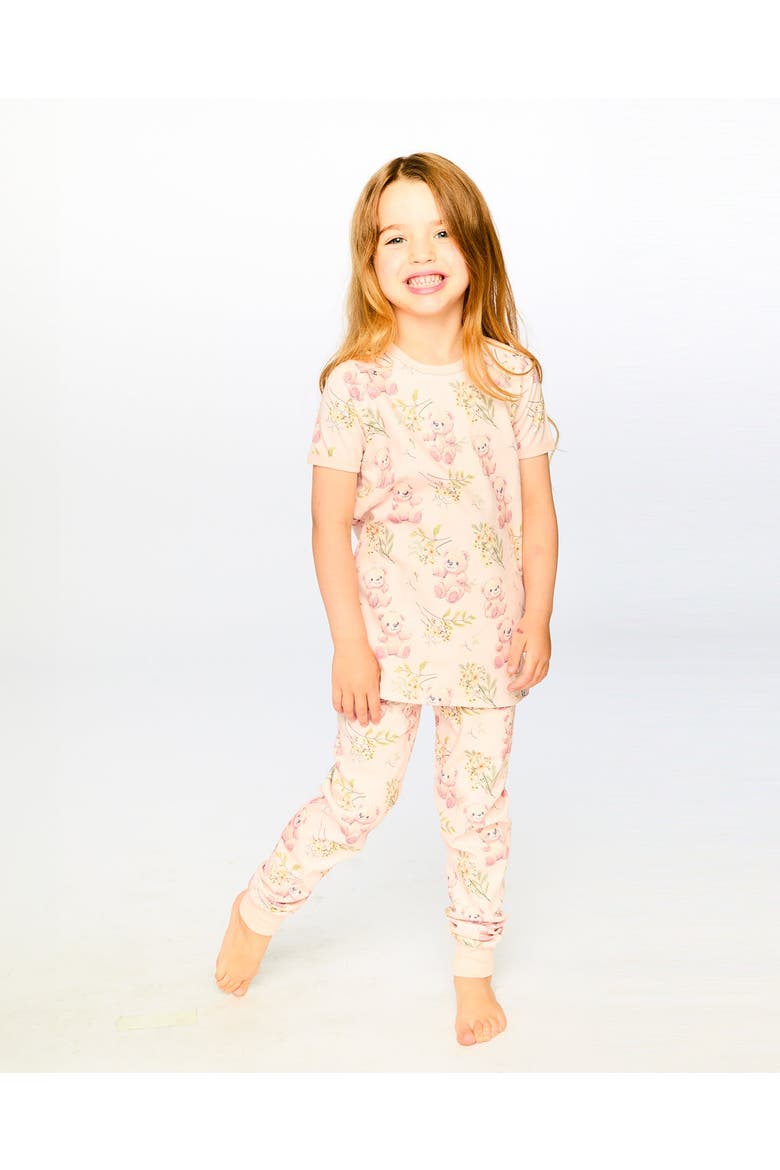 Organic Cotton Bear Two-Piece Pyjama Set, Alternate, color, Pale Rose Bear Print