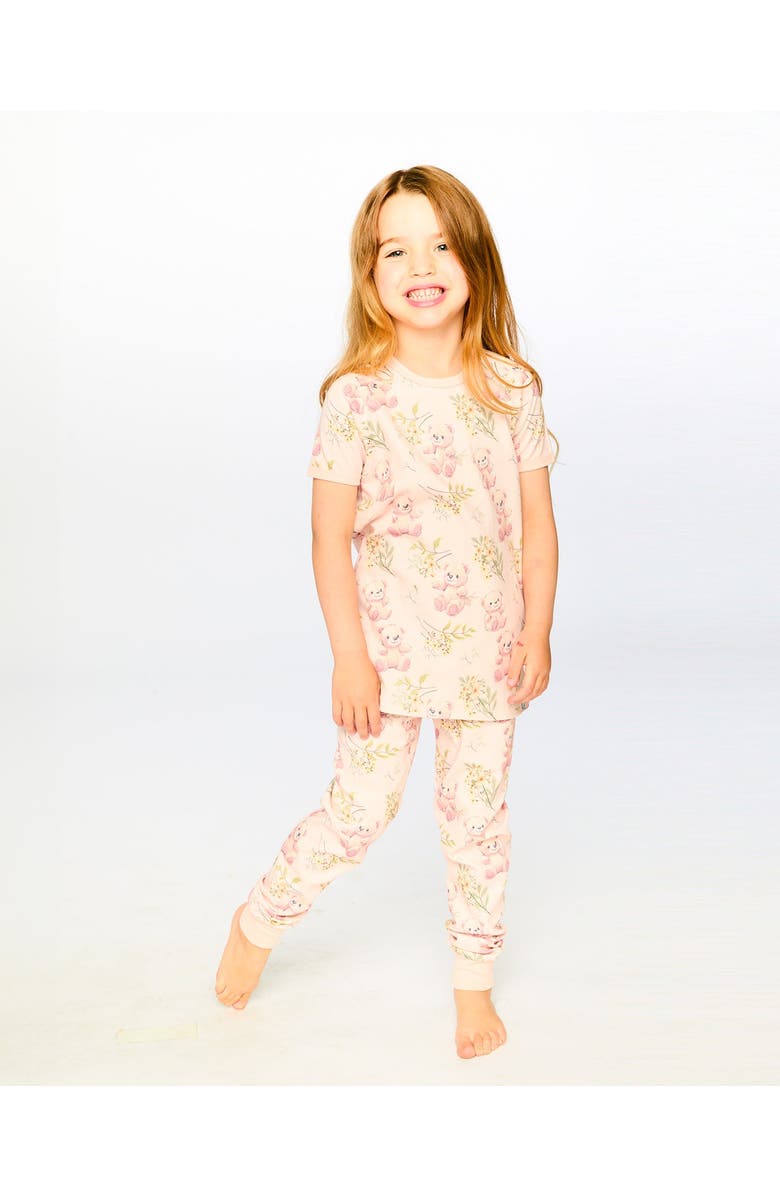 Deux par Deux Organic Cotton Bear Two-Piece Pyjama Set, Alternate, color, Pale Rose Bear Print