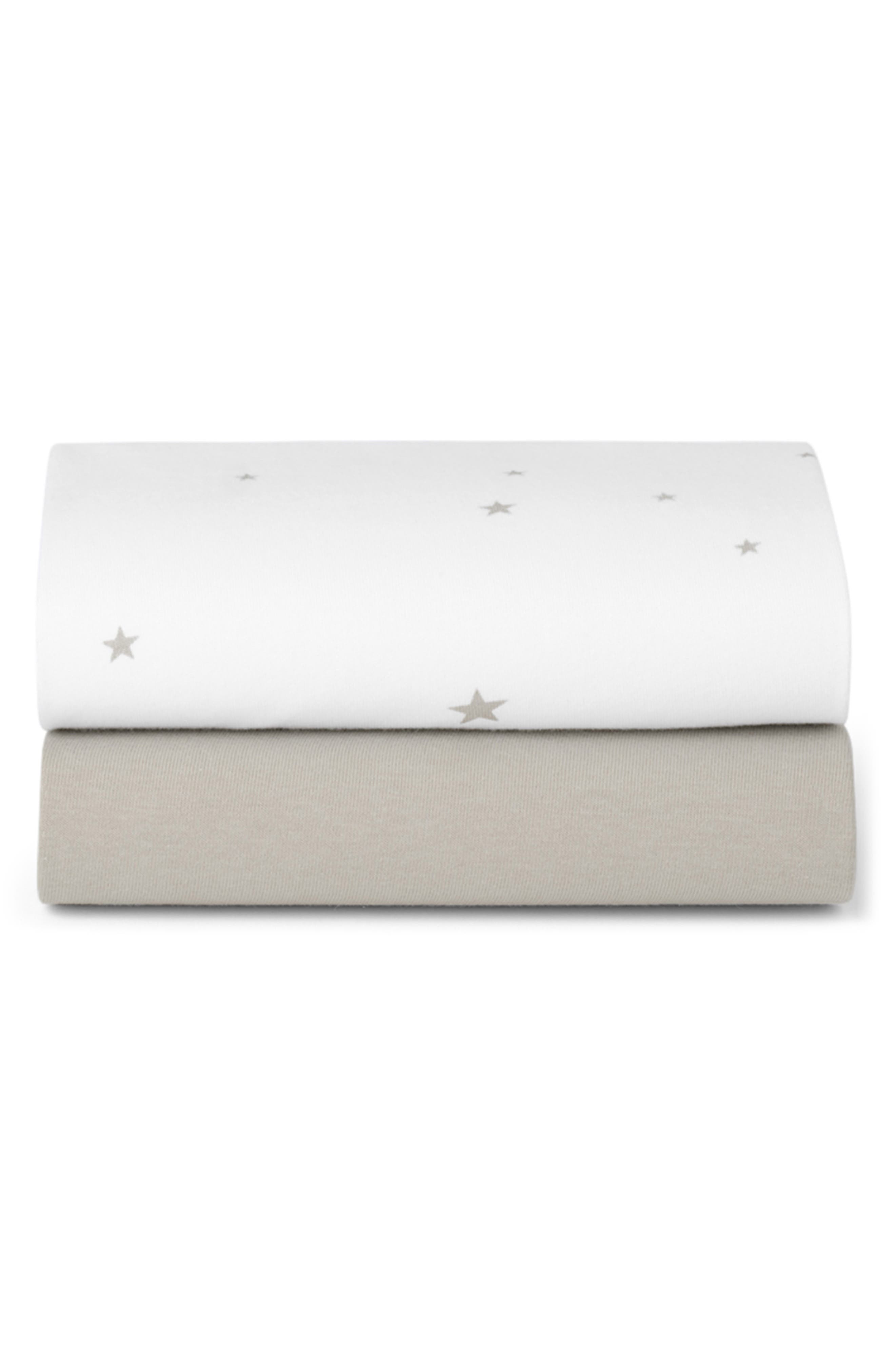 Snüz Pack of 2 Assorted Crib Sheets in White/Star 